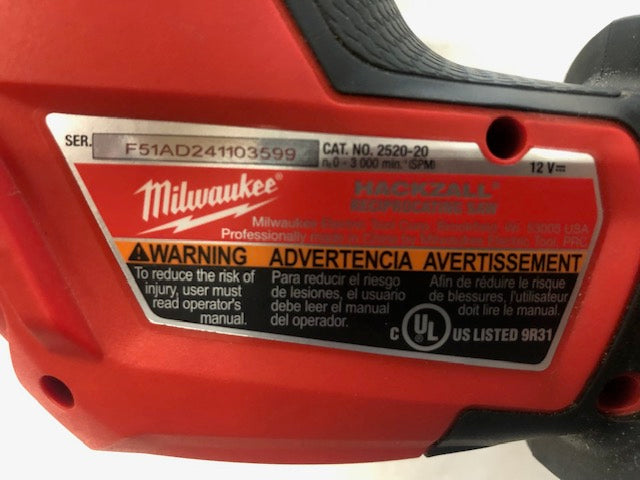 Milwaukee M12 FUEL 12V Lithium-Ion Brushless Cordless HACKZALL Reciprocating Saw Kit w/ One 4.0Ah Batteries Charger & Tool Bag