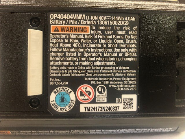 RYOBI 40V Lithium-Ion 4.0 Ah Battery