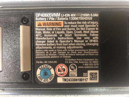 RYOBI 40V Lithium-Ion 6.0 Ah High Capacity Battery