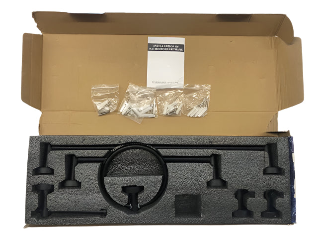 FUNKOL Bathroom Wall-Mounted 6-Piece Set w/ Super Load-Bearing Capacity in Black