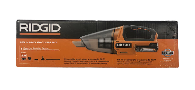 RIDGID 18V Cordless Hand Vacuum Kit with 2.0 Ah Battery and Charger