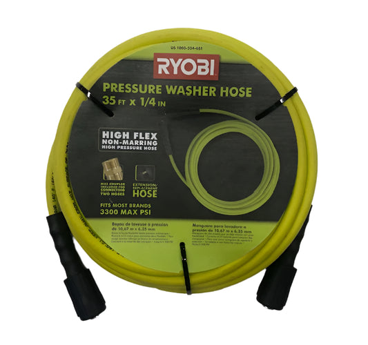 RYOBI 1/4 in. x 35 ft. 3,300 PSI Pressure Washer Replacement Hose
