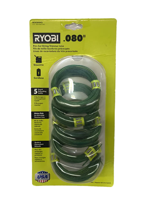 RYOBI 0.080 in. x 16 ft. Pre-Cut Spiral Line (5-Pack)