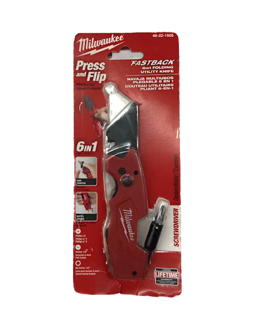 Milwaukee FASTBACK 6-in-1 Folding Utility Knives with General Purpose Blade