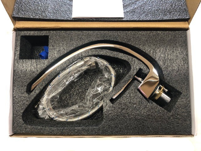Single Hole Single-Handle Bathroom Faucet with Unique Design Curved in Chrome
