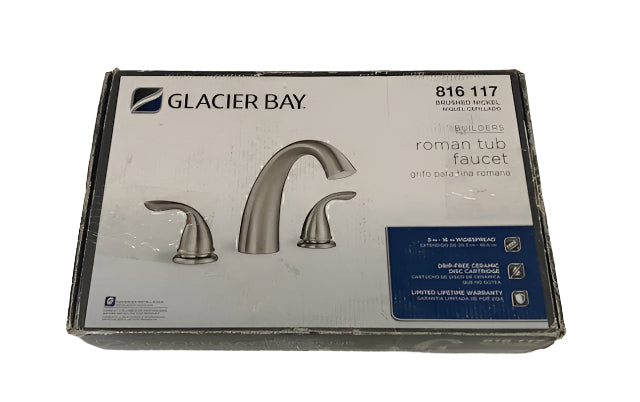 Glacier Bay Builders 2-Handle Deck-Mount Roman Tub Faucet in Brushed Nickel