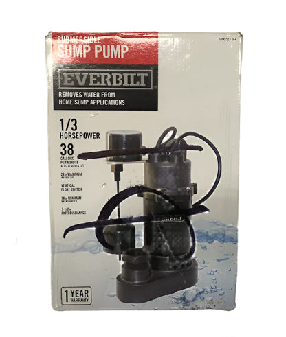 Everbilt 1/3 HP Aluminum Submersible Sump Pump Vertical Switch