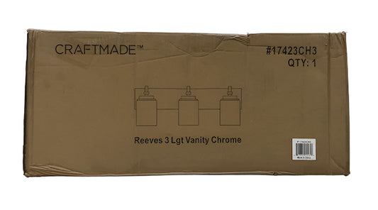 CRAFTMADE Reeves 23 in. 3-Light Chrome Finish Vanity Light with Clear Glass Shade