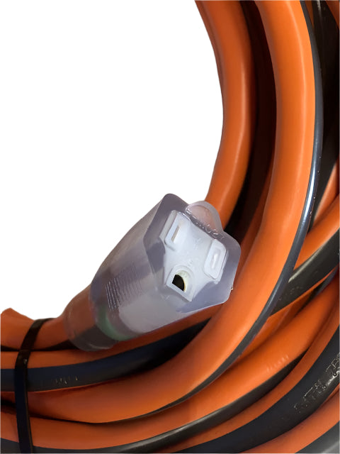 50 ft. 10/3 Heavy Duty Indoor/Outdoor SJTW Extension Cord with Lighted End, Orange/Grey
