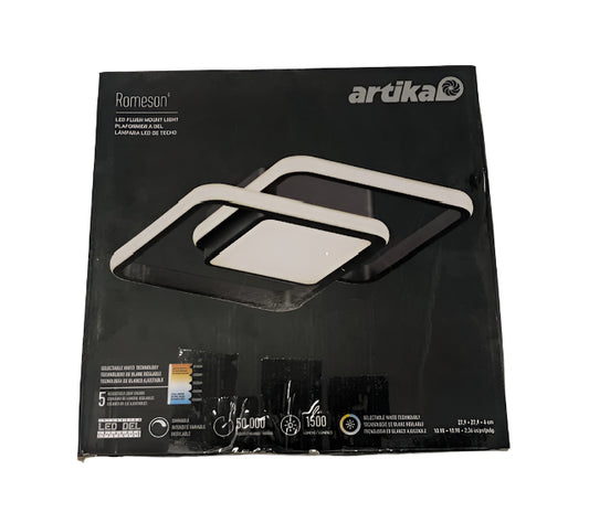 Artika Romeson 11 in. 1 Light Black 5CCT Integrated Selectable LED Flush Mount Ceiling Light