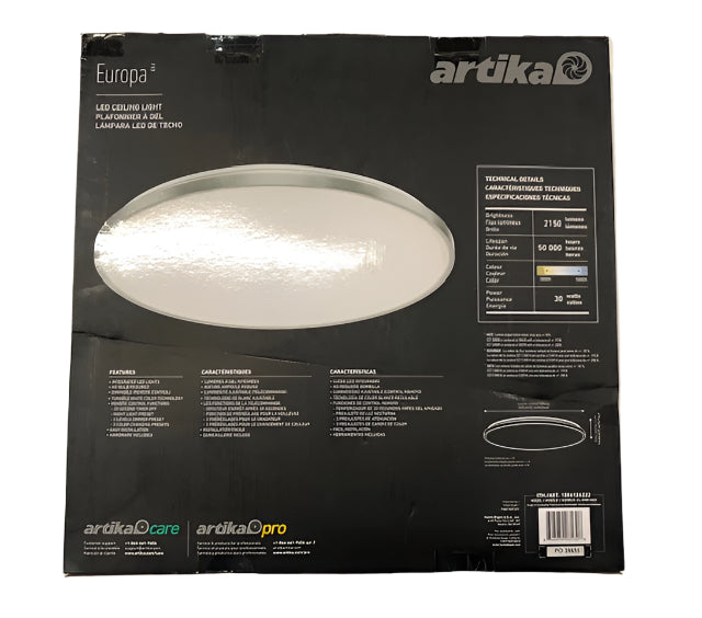 Artika Europa 21 in. 1-Light Modern Silver Integrated LED 3 CCT Flush Mount Ceiling Light Fixture for Kitchen or Bedroom
