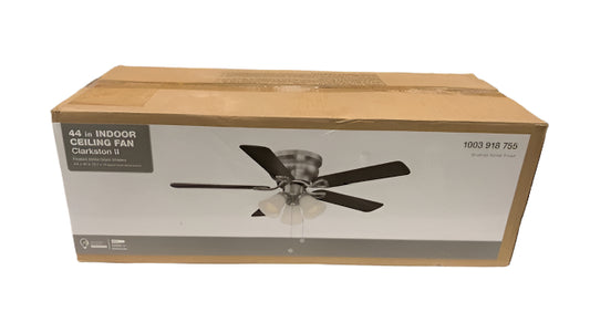 Hampton Bay Clarkston II 44 in. LED Indoor Brushed Nickel Ceiling Fan with Light Kit