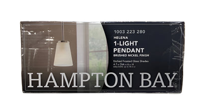 Hampton Bay Helena 4.7 in 1-Light Brushed Nickel Mini Pendant with Frosted Glass Shades