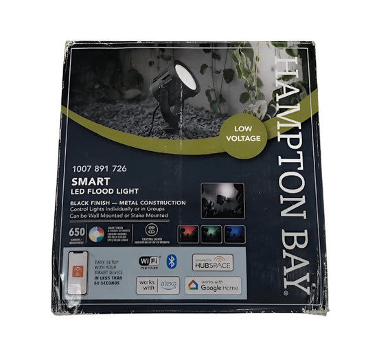 Hampton Bay 75-Watt Equivalent Low Voltage Black LED Outdoor Landscape Flood Light Powered by Hubspace