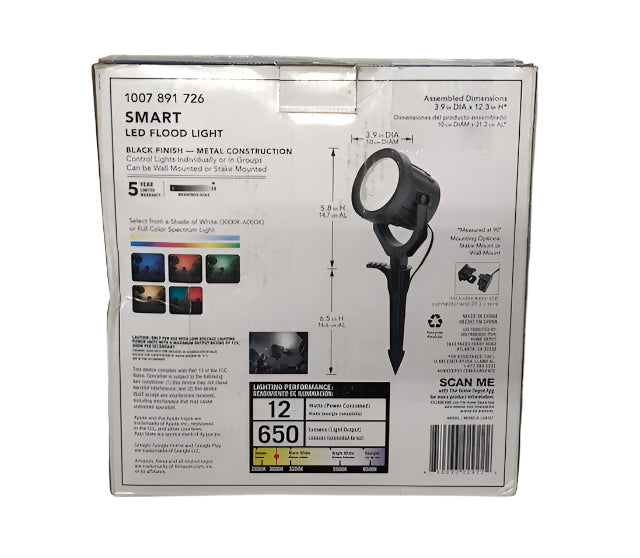 Hampton Bay 75-Watt Equivalent Low Voltage Black LED Outdoor Landscape Flood Light Powered by Hubspace