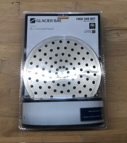 Glacier Bay 1-Spray Pattern 8 in. Single Wall Mount Fixed Shower Head in Brushed Nickel