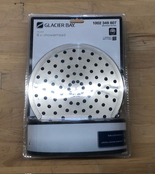 Glacier Bay 1-Spray Pattern 8 in. Single Wall Mount Fixed Shower Head in Brushed Nickel