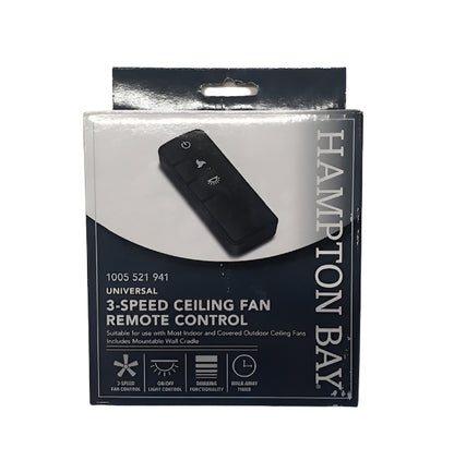 Hampton Bay Universal 3-speed Damp Rated Ceiling Fan Remote Control with Dimming Black