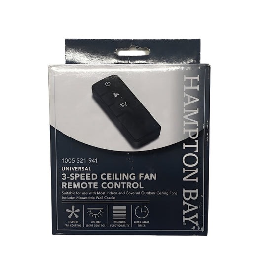 Hampton Bay Universal 3-speed Damp Rated Ceiling Fan Remote Control with Dimming Black