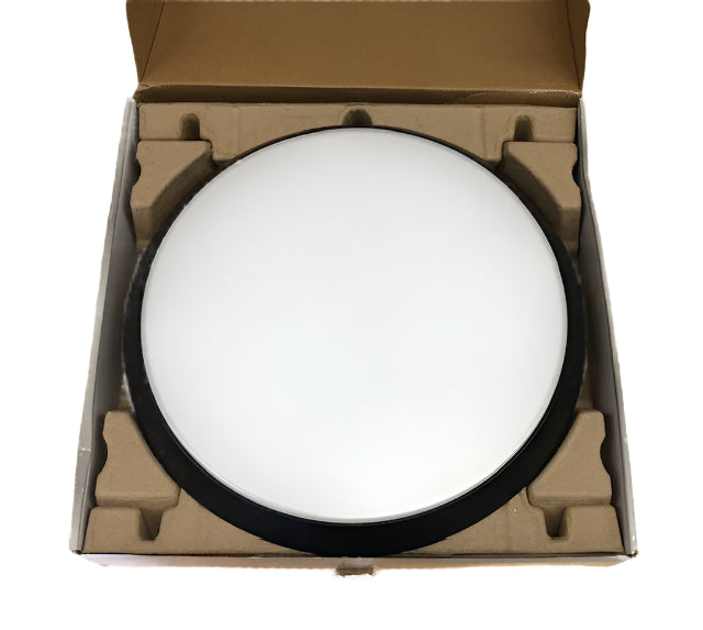 Commercial Electric 15 in. Matte Black Integrated LED Dimmable Selectable CCT Flush Mount Indoor Ceiling Light