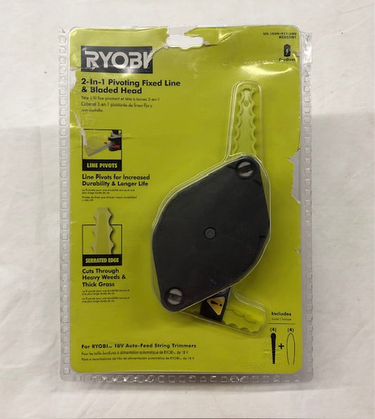 RYOBI 2-in-1 Pivoting Fixed Line and Bladed Head