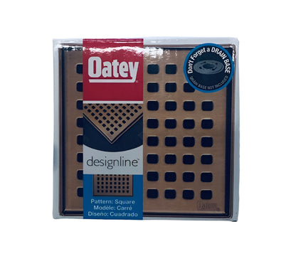 Oatey Designline 4 in. x 4 in. Stainless Steel Square Shower Drain with Square Pattern Drain Cover in Brushed Gold