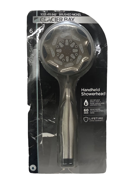 Glacier Bay 4 in. 6-Spray Wall Mount Handheld Shower Head in Brushed Nickel