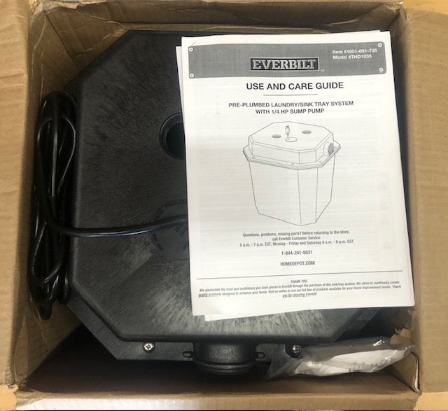 Everbilt 1/4 HP Pre-Plumbed Sink Tray System Sump Pump
