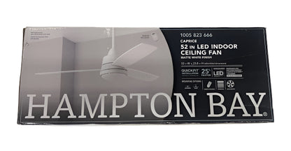 Hampton Bay Caprice 52 in. Integrated LED Indoor Matte White Ceiling Fan with Light Kit and Remote Control
