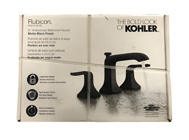 KOHLER Rubicon 8 in. Widespread 2-Handle Bathroom Faucet in Matte Black (Valve Included)