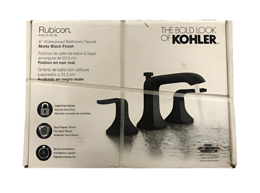 KOHLER Rubicon 8 in. Widespread 2-Handle Bathroom Faucet in Matte Black (Valve Included)