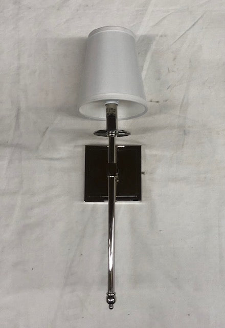 Linea di Liara Torcia Chrome Wall Sconce With White Fabric Shade - Modern Bathroom, Bedroom, and Hallway Light Fixture - Indoor Lighting, UL Listed