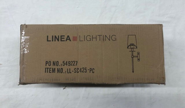 Linea di Liara Torcia Chrome Wall Sconce With White Fabric Shade - Modern Bathroom, Bedroom, and Hallway Light Fixture - Indoor Lighting, UL Listed