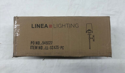 Linea di Liara Torcia Chrome Wall Sconce With White Fabric Shade - Modern Bathroom, Bedroom, and Hallway Light Fixture - Indoor Lighting, UL Listed