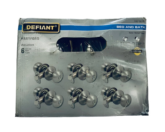Defiant Hartford Satin Nickel Bed/Bath Door Knob Contractor Pack (6-Pack)