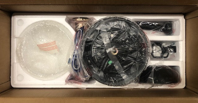 MINKA-AIRE F623L-BC/SBR Orb 54 Inch Ceiling Fan with Integrated 16W LED Light, Black Brushed Carbon/Soft Brass Finish