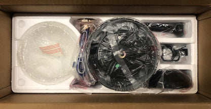 MINKA-AIRE F623L-BC/SBR Orb 54 Inch Ceiling Fan with Integrated 16W LED Light, Black Brushed Carbon/Soft Brass Finish