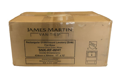 James Martin SNK-RF-WHT Rectangular Undermount Lavatory Sink Flat Base White