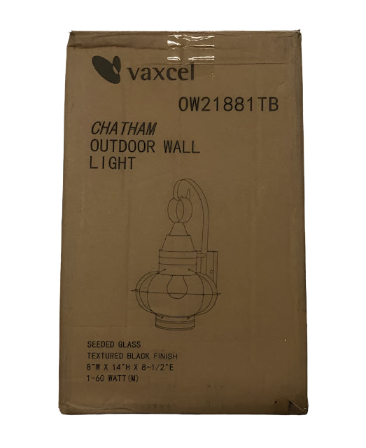 VAXCEL Chatham 1 Light Black Coastal Outdoor Wall Lantern Clear Glass