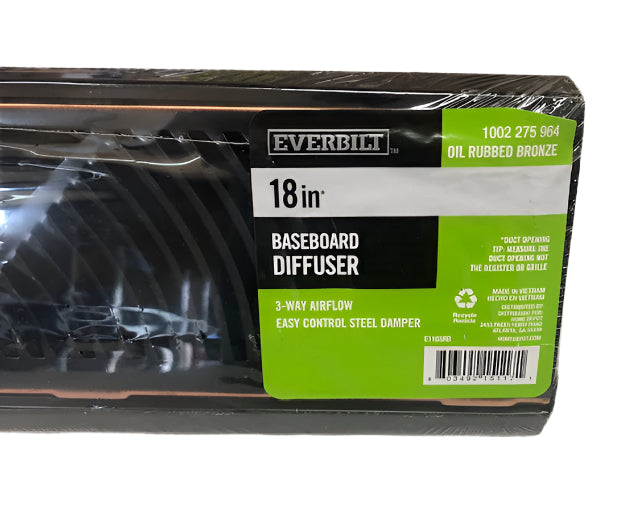 Everbilt 18 in. 3-Way Steel Baseboard Diffuser Supply in Oil Rubbed Bronze