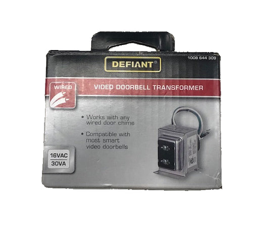 Defiant Wired 16VAC/30VA Doorbell Transformer, Compatible with Most Video Doorbells