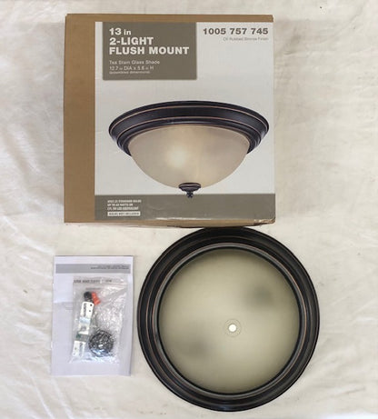 13 in. 2-Light Oil Rubbed Bronze Flush Mount