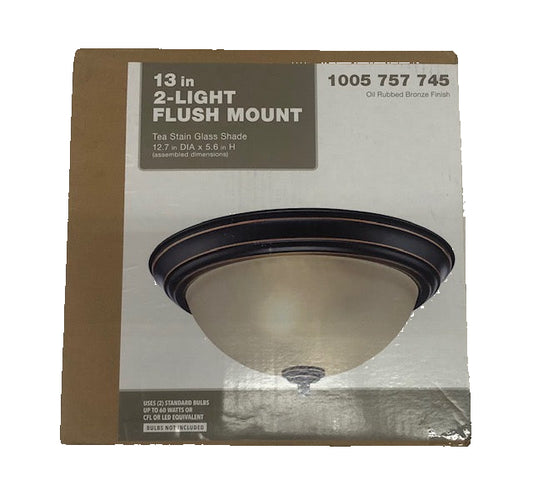 13 in. 2-Light Oil Rubbed Bronze Flush Mount