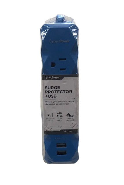 CyberPower 3 ft. 3-Outlet 2-USB Surge Protector
