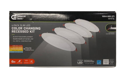 Case of 16 Slim Baffle LED 6" Round Adj Color Temp Canless Recessed Light White