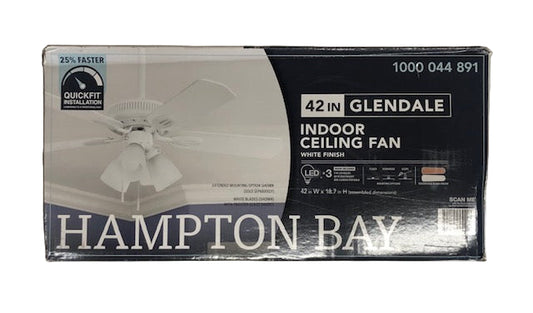 Hampton Bay Glendale 42 in. LED Indoor White Ceiling Fan with Light Kit