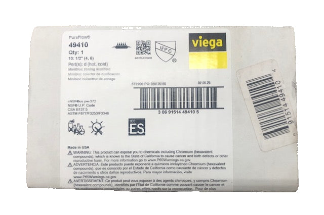 Viega Manabloc 1/2 in. x 10-Port Press MiniBloc Polysulfone Zoning Manifold (4-hot/6-cold)