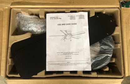 Hugger 52 in. LED Indoor Black Ceiling Fan with Light Kit