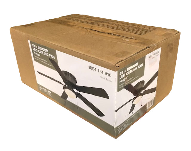 Hugger 52 in. LED Indoor Black Ceiling Fan with Light Kit