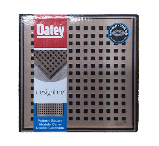 Oatey Designline 6 in. x 6 in. Stainless Steel Square Shower Drain with Square Pattern Drain Cover in Champagne Bronze